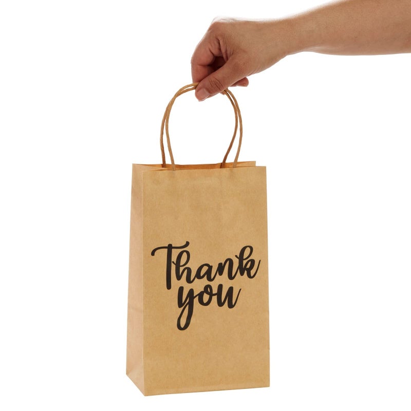 Sparkle and Bash Paper Thank You Bags - 9 x 5.3 x 3 In, Brown, Set of 100 with Handles for Party Favors & Wedding Favors - Image 5